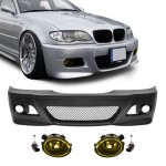 M3 style Front Bumper for BMW E46 sedan / touring / coupe (98-05), with yellow fog lights