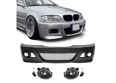 M3 išvaizdos Priekinis Bamperis, skirtas BMW E46 sedan / touring / coupe (98-05), su skaidriais priešrūkiniais