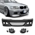 M3 išvaizdos Priekinis Bamperis, skirtas BMW E46 sedan / touring / coupe (98-05), su skaidriais priešrūkiniais