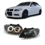 Priekiniai Žibintai su Angel Eyes, komplektas skirtas BMW E90 / E91 (05-11)