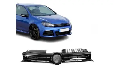 R20 išvaizdos Priekinės Grotelės skirtos VW Golf MK6 (06-13), juodos blizgios