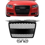 RS išvaizdos priekinės grotelės skirtos Audi A3 8P (05-08), juodos matinės