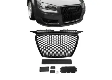 RS front grille for Audi A3 8P (05-08), glossy black