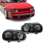R32 išvaizdos Priekiniai Žibintai, komplektas skirtas VW Golf MK4 (97-04)