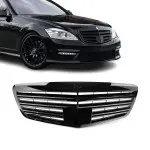 Priekinės Grotelės skirtos Mercedes-Benz W221 (09-13) su vieta distronikui, juodos blizgios