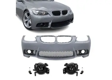 M3 išvaizdos priekinis bamperis, skirtas BMW E92 / E93 (06-10), su tamsintais priešrūkiniais