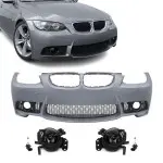 M3 išvaizdos priekinis bamperis, skirtas BMW E92 / E93 (06-10), su tamsintais priešrūkiniais
