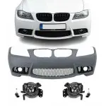 M3 išvaizdos Priekinis Bamperis, skirtas BMW E90 / E91 LCI (08-11), su skaidriais priešrūkiniais