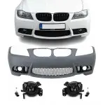 M3 išvaizdos Priekinis Bamperis, skirtas BMW E90 / E91 LCI (08-11), su tamsintais priešrūkiniais