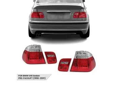 LED Galiniai Žibintai, komplektas skirtas BMW E46 (98-01) Sedan, su skaidriais posūkiais