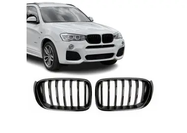 Priekinės grotelės tinkančios BMW X3 F25 LCI / X4 F26, juodos blizgios