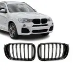 Priekinės grotelės tinkančios BMW X3 F25 LCI / X4 F26, juodos blizgios