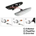 LED dinaminių posūkių ant sparnų komplektas tinkantis BMW E90 / E91 (05-11), balti