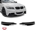 Priekinio Bamperio Spliteriai, komplektas skirtas BMW E90 / E91 su LCI M-Pack bamperiu, juodi blizgūs
