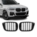 Performance priekinės Grotelės, komplektas skirtas BMW G01 X3 / G02 X4 (18-21), dvigubos, juodos blizgios