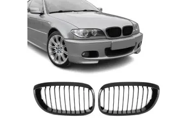 Priekinės Grotelės, komplektas skirtas BMW E46 coupe / convertible (03-06), juodos blizgios