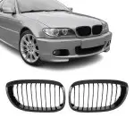 Priekinės Grotelės, komplektas skirtas BMW E46 coupe / convertible (03-06), juodos blizgios
