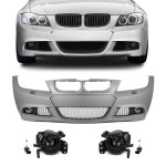 M-Pack LCI-look Priekinis Bamperis, skirtas BMW E90 / E91 PRE-LCI (05-08), su tamsintais priešrūkiniais