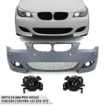 M look Priekinis Bamperis skirtas BMW E60 / E61 PRE-LCI (03-07) su 24 mm PDC angomis, su tamsintais priešrūkiniais
