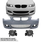 M look Priekinis Bamperis skirtas BMW E60 / E61 LCI (07-10) su 18 mm PDC angomis, su skaidriais priešrūkiniais