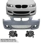 M look Priekinis Bamperis skirtas BMW E60 / E61 LCI (07-10) su 18 mm PDC angomis, su skaidriais priešrūkiniais