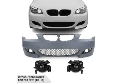 M look Priekinis Bamperis skirtas BMW E60 / E61 (03-10) be PDC angų, su tamsintais priešrūkiniais