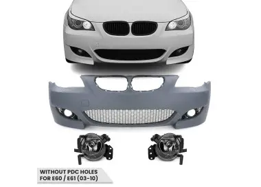 M look Priekinis Bamperis skirtas BMW E60 / E61 (03-10) be PDC angų, su skaidriais priešrūkiniais