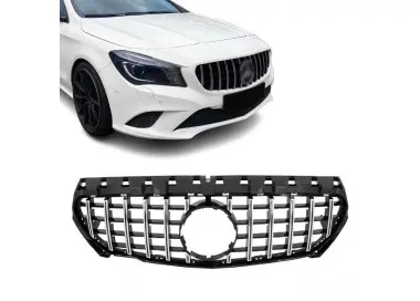 Priekinės grotelės tinkančios Mercedes CLA C117 (13-19), chromuotos + juodos
