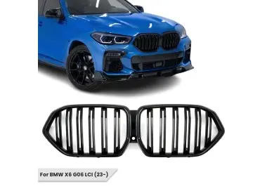 Performance priekinės Grotelės skirtos BMW G06 X6 LCI (23-26), Dvigubos, juodos blizgios