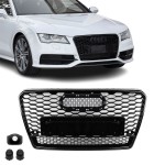 RS išvaizdos Priekinės Grotelės skirtos Audi A7 / S7 C7 (10-14) pre-facelift, juodos blizgios