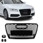 RS išvaizdos Priekinės Grotelės skirtos Audi A7 / S7 C7 (10-14) pre-facelift, juodos blizgios