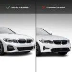 WR Priekinio bamperio Pažeminimas skirtas BMW G20 / G21 (18-22) su M-Pack, juodas blizgus