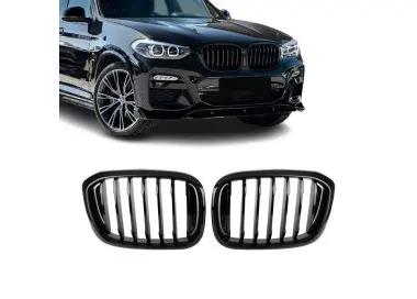 Priekinės Grotelės, komplektas skirtas BMW G01 X3 / G02 X4 (18-21), juodos blizgios