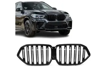Performance priekinės Grotelės skirtos BMW G06 X6 PRE-LCI (19-23), Dvigubos, juodos blizgios