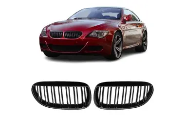 Performance priekinės Grotelės skirtos BMW E63 / E64, Dvigubos, juodos blizgios