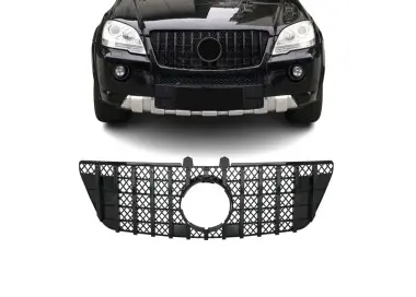 GT R Panamericana išvaizdos Priekinės Grotelės skirtos Mercedes ML W164 facelift (08-11), juodos blizgios
