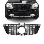 GT R Panamericana išvaizdos Priekinės Grotelės skirtos Mercedes ML W164 facelift (08-11), juodos blizgios