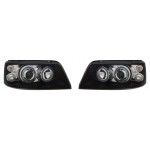 Headlights with Angel Eyes rings for VW T5 (03-09), black