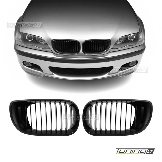 For BMW E46 sedan / touring front kidney grille, matte black