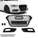 RS išvaizdos Priekinės + Priešrūkinių Grotelės skirtos Audi A4 B8.5 (12-15) standartinei versijai, juodos blizgios