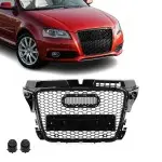 RS išvaizdos Priekinės Grotelės skirtos Audi A3 / S3 8P facelift (08-12), juodos blizgios