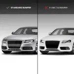 RS išvaizdos Priekinės + Priešrūkinių Grotelės skirtos Audi A4 B8 (08-12) standartinei versijai, juodos blizgios