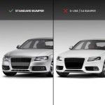 RS-style Fog Light Grille, Covers for Audi A4 B8 (08-12) with standard bumper, glossy black