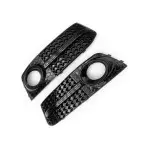 RS-style Fog Light Grille, Covers for Audi A4 B8 (08-12) with standard bumper, glossy black