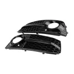 RS-style Fog Light Grille, Covers for Audi A4 B8 (08-12) with standard bumper, glossy black