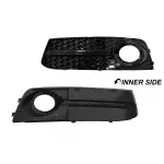 RS-style Fog Light Grille, Covers for Audi A4 B8 (08-12) with standard bumper, glossy black