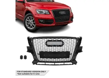 RS išvaizdos Priekinės Grotelės skirtos Audi Q5 8R pre-facelift (09-12) standartinei versijai, juodos blizgios