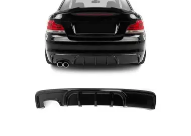 WR Difuzorius skirtas BMW E82 / E88 M-Pack galiniam bamperiui, juodas blizgus