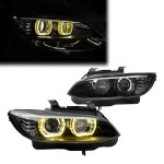 DTM style Xenon Headlights set with Yellow LED Angel Eyes for BMW E92 / E93 PRE-LCI (06-10)