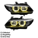 DTM style Xenon Headlights set with Yellow LED Angel Eyes for BMW E92 / E93 PRE-LCI (06-10)